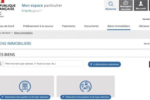 Espace particulier sur impots.gouv.fr pour déclarer ses biens immobiliers