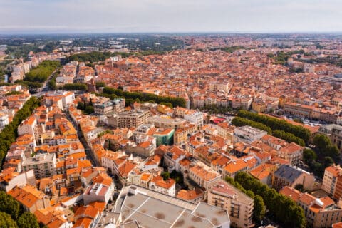 Vue aérienne de Perpignan, France
