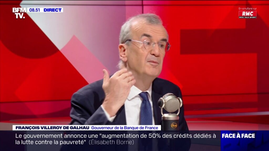 François Villeroy de Galhau sur le plateau de BFMTV