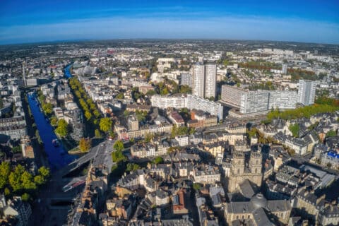 Vue aérienne de la ville française de Rennes