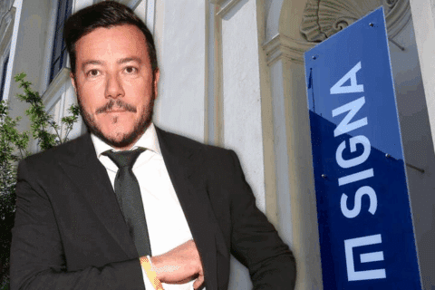 Photomontage de René Benko qui se retire du groupe immobilier Signa