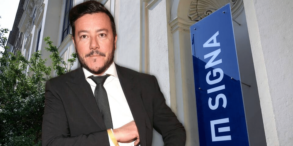 Photomontage de René Benko qui se retire du groupe immobilier Signa