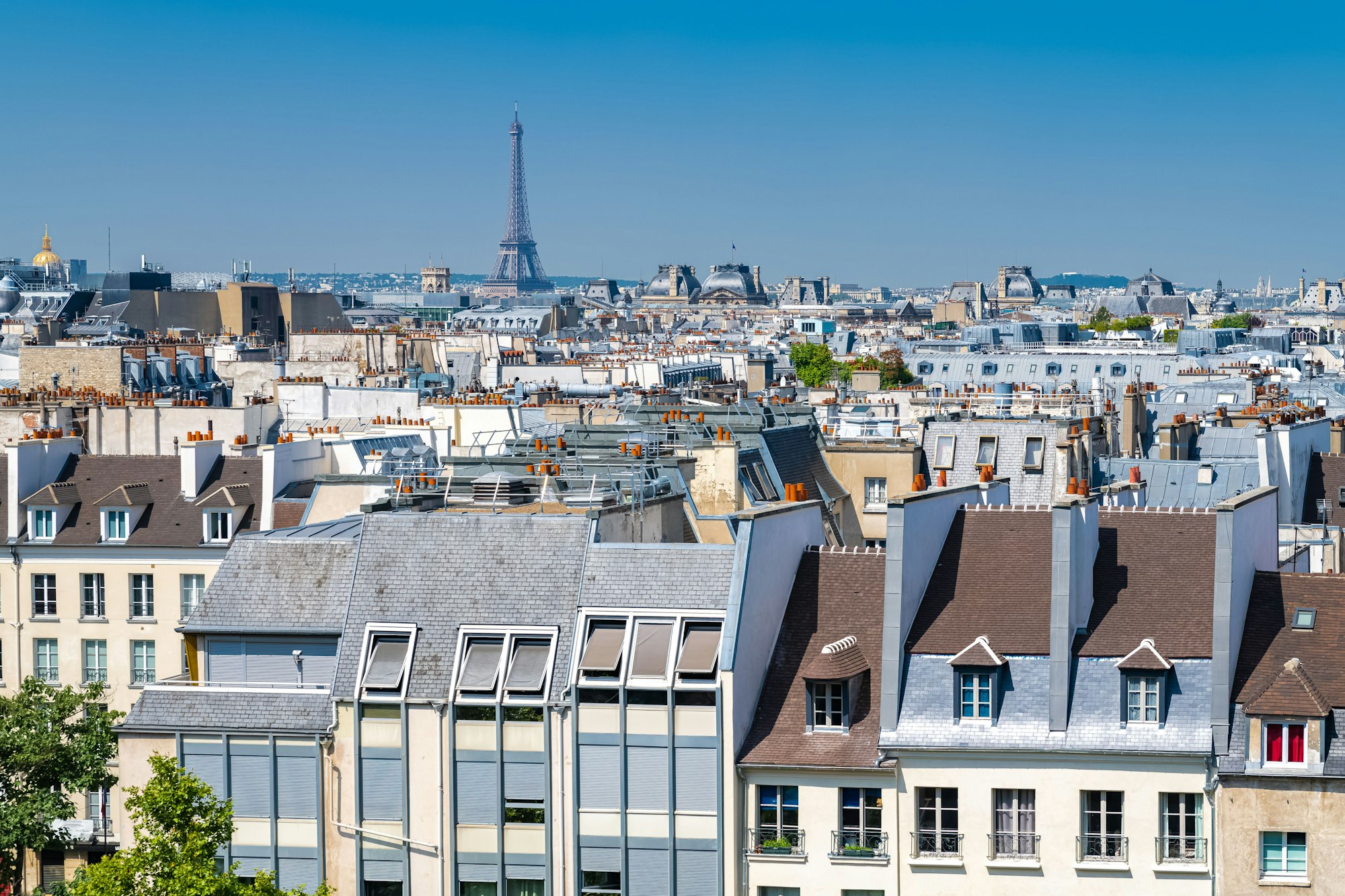 Paris, typical buildings and roofs in the Marais