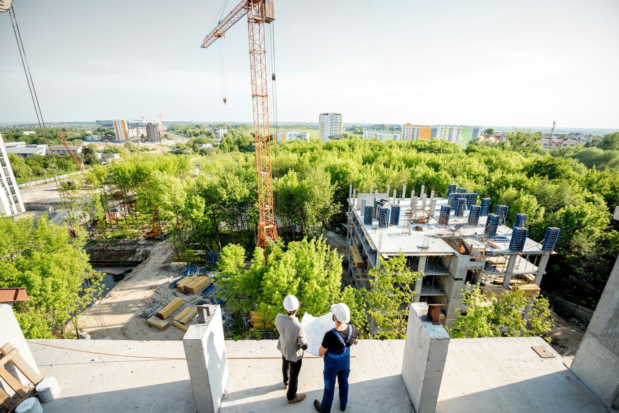 Chantier de construction avec des ouvriers