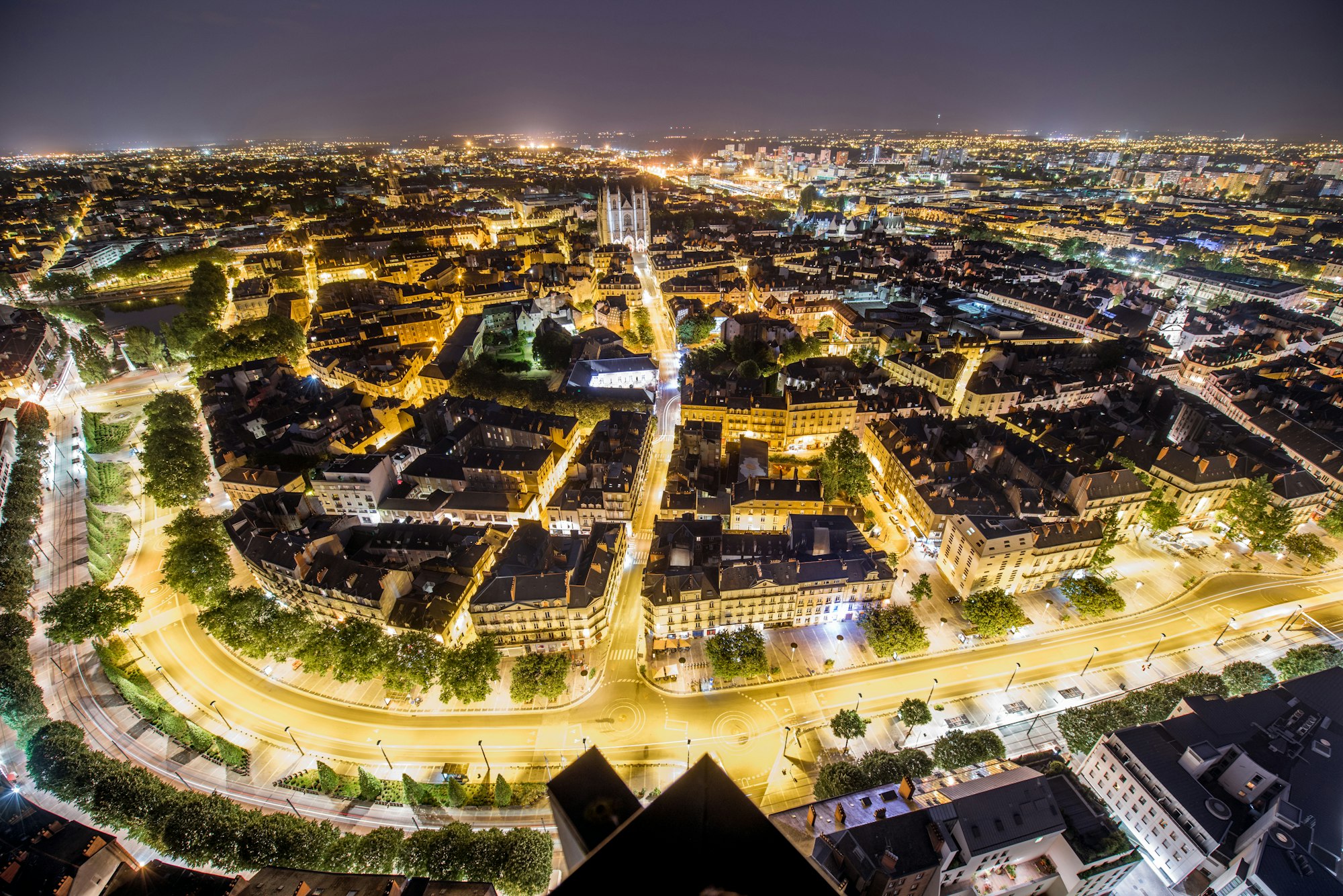 Vue aérienne sur la ville de Nantes en France