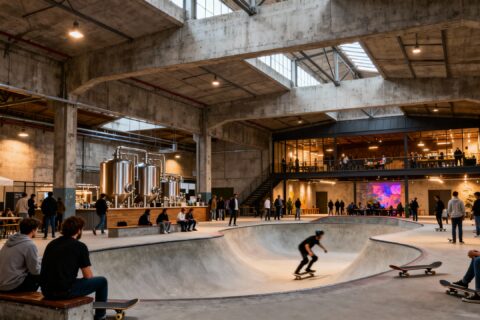 Pau dévoile la réhabilitation du hangar Sernam : brasserie, skatepark et grande halle