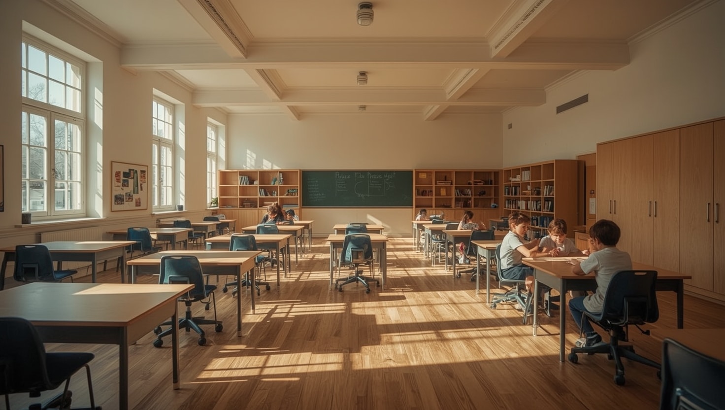 Réhabiliter une école ancienne en repensant entièrement le mobilier des élèves 