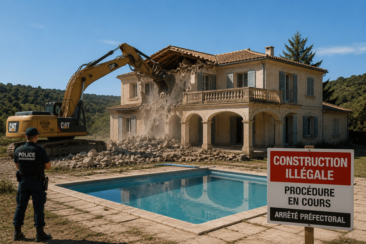Construction illégale : une maison et sa piscine rasées par l'État après 15 ans de procédure