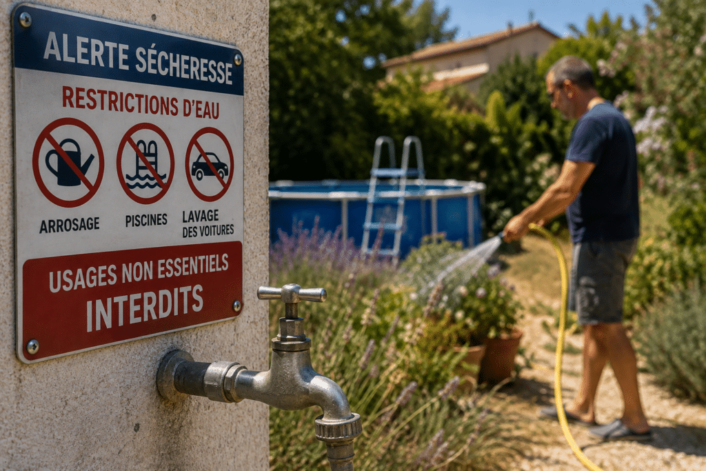 Restrictions d’eau : arrosage, piscine, voiture… ce qui est interdit près de chez vous